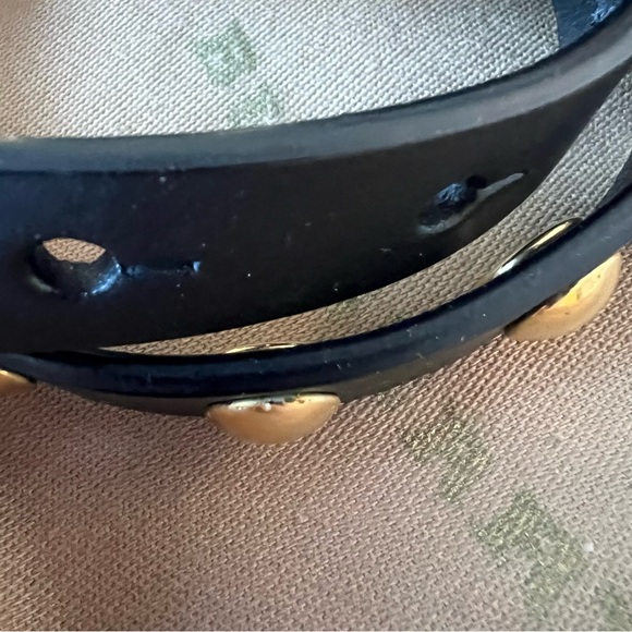 BURBERRY Studded Black Leather Gold Stud Wrap Belt Long Designer Statement Belt - Picture 13 of 14